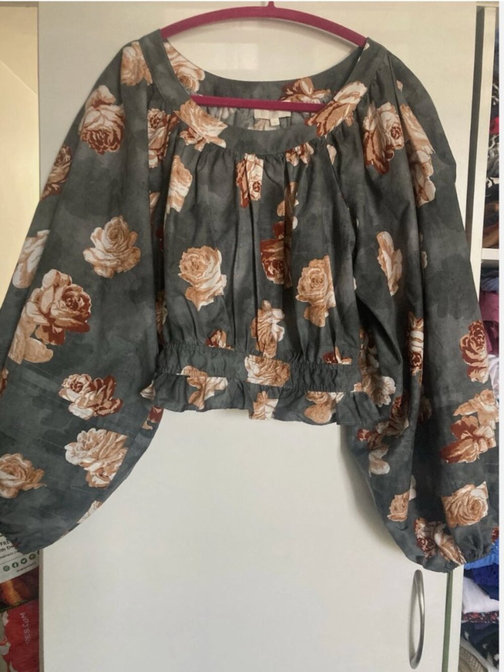 The Westside Womens Cotton/ Silk Blend Round Neck Long Sleeve Blouse Top Size S